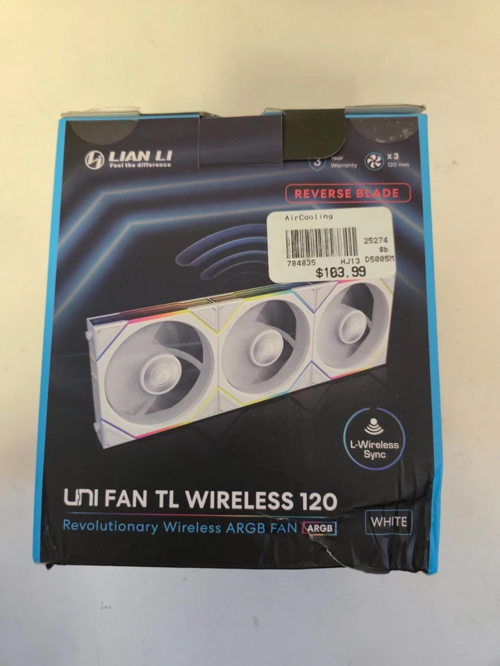 UNTESTED - FANS ONLY - Lian Li TL Wireless 120 Reverse Blade - White - 3 Pack - Image 4 of 4