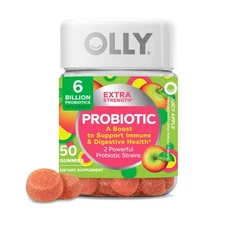 OLLY Extra Strength Probiotic Gummies, 6 Billion CFU, Juicy Apple, 50 Ct