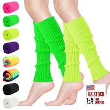 Leg Warmers for Women 80s 90s One Size Fluorescein Yellow fluorescent Green