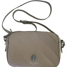 Kurt Geiger London Leather Eagle Camera Crossbody Bag Beige Nude Zip Crossbody