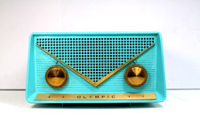 RADIO ANTIGUA ANTIGUA ANTIGUA TURQUESA OLÍMPICA MEDIADOS DE SIGLO SIN GRIETAS ATÓMICAS