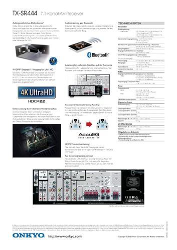 Onkyo TX-SR444 7.1 4K HDMI AV-Receiver schwarz Dolby Atmos - Bild 11 von 11