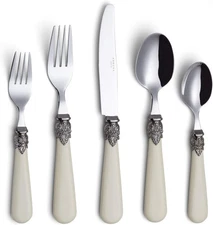ANNOVA Flatware 20 Pieces Set/Stainless Steel Vintage 20 Pieces, Ivory 
