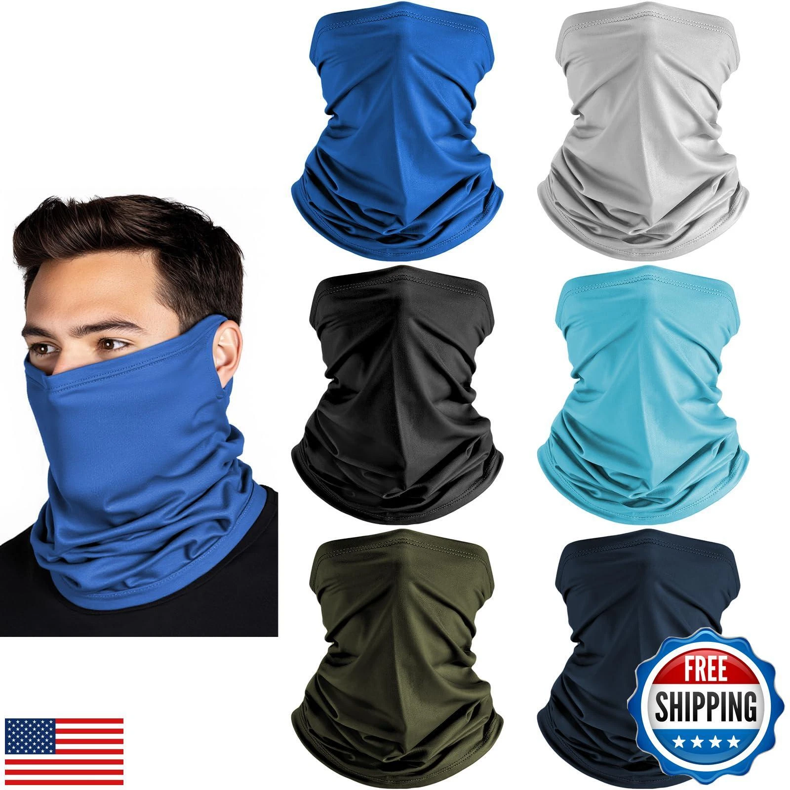 HONGTEYA 6 Pack Neck Gaiter Face Mask: Breathable Windproof Face Cover Balacl