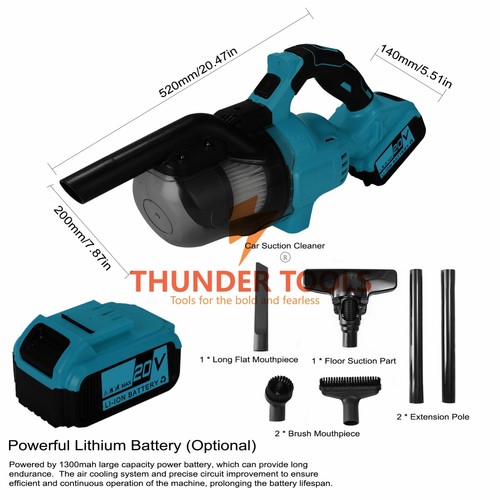 Thunder Tools 9.4Kpa Lithium Car Vacuum Cleaner Handheld Home Dustcatcher 65AW - Picture 14 of 44