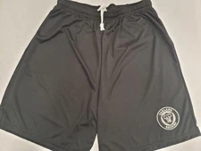 0725 Mens NFL OAKLAND RAIDERS Polyester Jersey SHORTS BLACK SILVER New