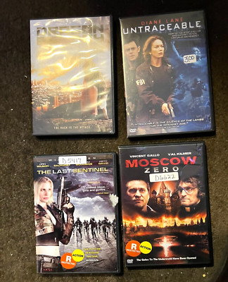 4 DVD LOT: MOSCOW ZERO, UNTRACABLE, DRAGON DAY, THE LAST SENTINEL, VERY GPPD
