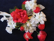 Vintage Millinery Flower Collection Red White 1-3 1/2" German Japan H3225