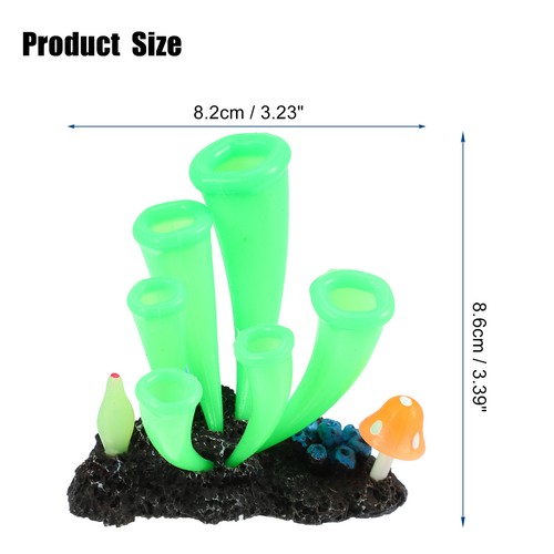 Piece of 1 Aquarium Simulation Horn Coral Silicone Coral Glow Ornament Green - Picture 5 of 8