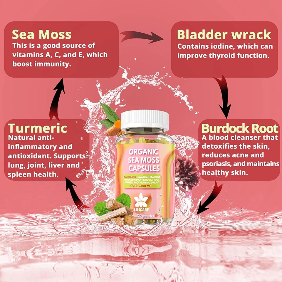 有机海苔胶囊 - 2400 MG - 带牙买加海苔,120 片 — 第 3/4 张图片