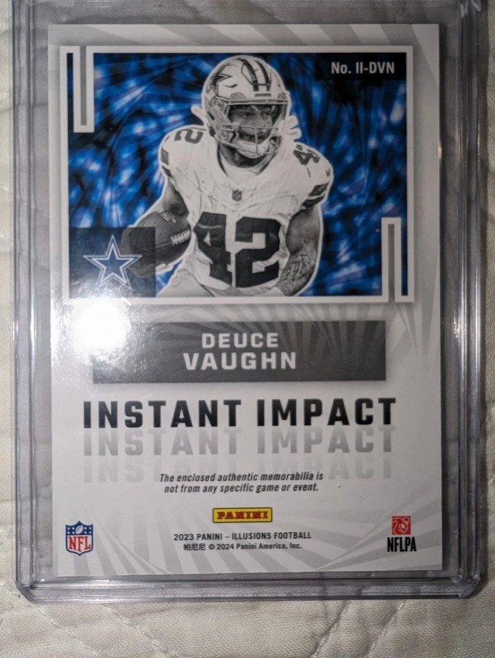 2023 Illusions Deuce Vaughn Instant Impact Rookie Patch Card Cowboys - Image 2 of 2