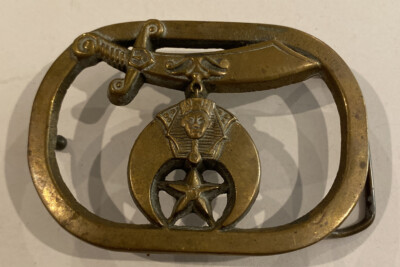 Baron Buckle 1980 Solid Brass Shriner Jewel Belt Buckle 6204 BBB Taiwan 