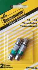 Cooper Bussmann 5A & 10A BP/FNM-AL Time-Delay Cartridge Fuses (2 Pack)