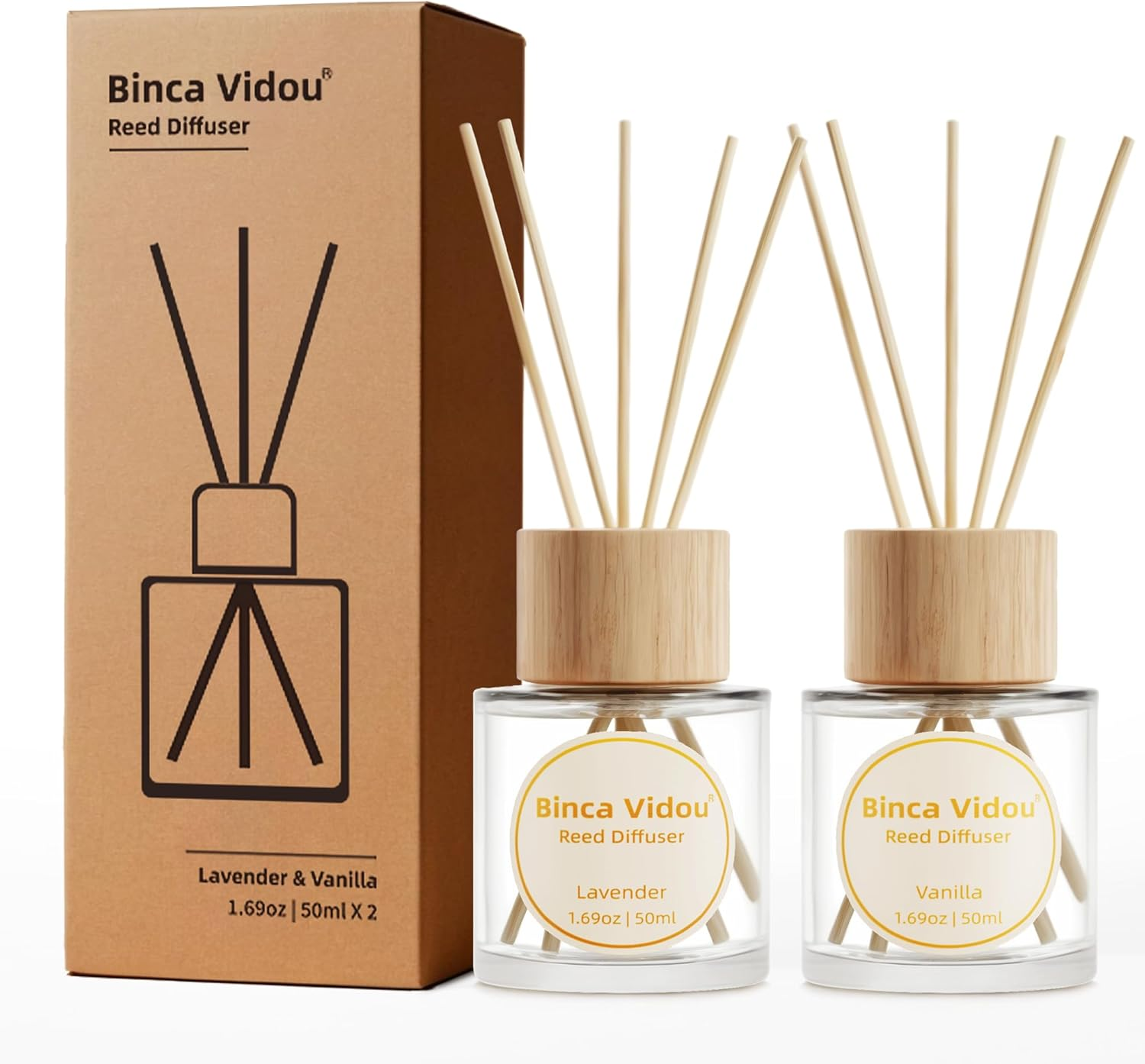 Reed Diffuser Set,  Lavender & Vanilla Natural Scent Oil Diffusers with Sticks f-image