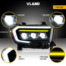 For 2007-2013 Toyota Tundra 2008-2021 Sequoia LED Projector Headlight VLAND Pair