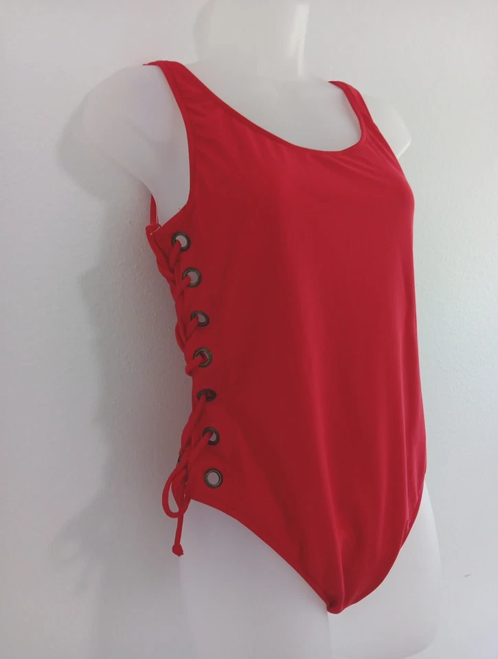 Sexy Baywatch Lados Abiertos Traje De Baño De Colección Años 80 Para Mujer Una Pieza 12 Rojo Corte Alto Foto 3 de 4