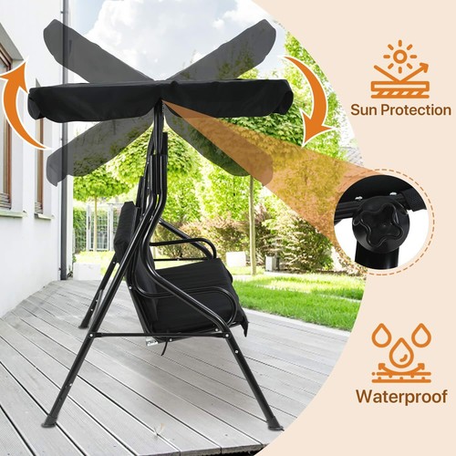 Patio Swing Chair Outdoor Comfortable Swing Chair With Adjustable Tilt Canopy - Picture 4 of 10