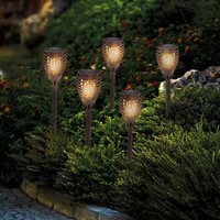 10Er-Set Led Solar Gartenleuchte Garten Fackel Wege Leuchte Lampe Standleuchte