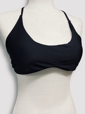 Fabletics NOA Scoop Neck Bikini Top Black Medium Athletic Swimwear NWT