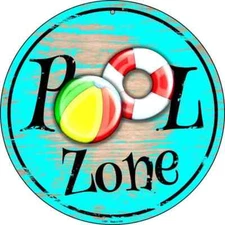 Pool Zone Round Circular Novelty Metal Sign 12" Home Garage Wall Decor