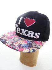 I Love Texas Snapback Hat Hawaiian Floral Brim Adjustable Party Cap