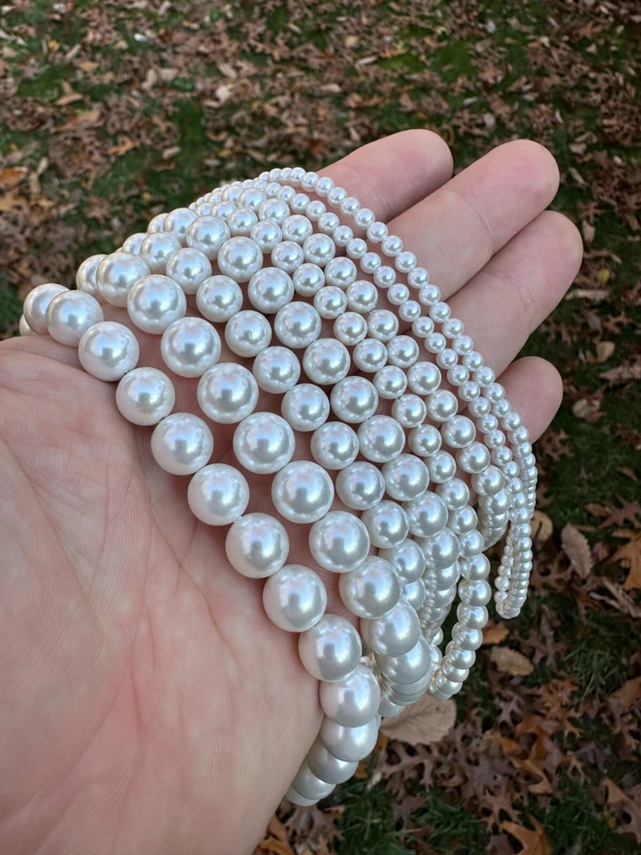 Cultured Pearl Necklace W. Real 925 Silver Clasp For Men Women 4-10mm All Length - Image 4 of 4