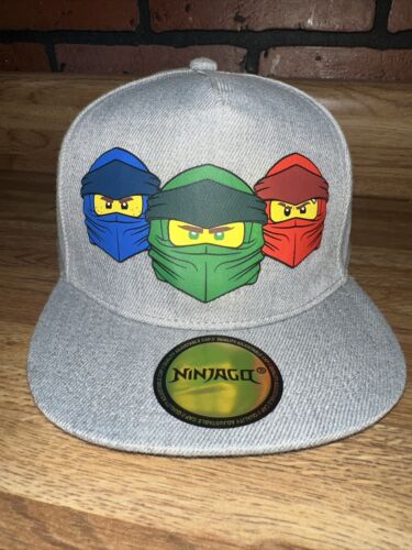 Lego Ninjago Snapback Hat Cap Boys H&M Ninjas Gray Hat Flat bill Adjustable NWOT - Afbeelding 1 van 4