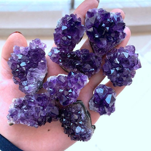 Natural Purple Amethyst Cluster Quartz Crystal Druzy Geode Healing Energy Stone - Picture 14 of 20