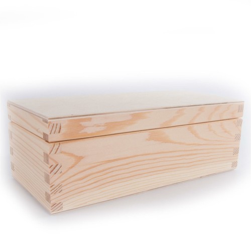 Oblong Rectangular Wooden Box with Lid | 23 x 10 x 8 cm | Plain Decorative Pine - Picture 9 of 10