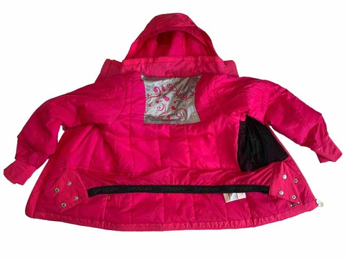 Spyder Girls Winter Ski Snow Insulated Full Zip Jacket SZ 12 Pink Removable Hood - Picture 8 of 16