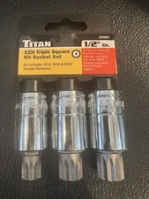 Titan 16083 3-Piece Tamper Resistant XZN Triple Square Bit Socket Set