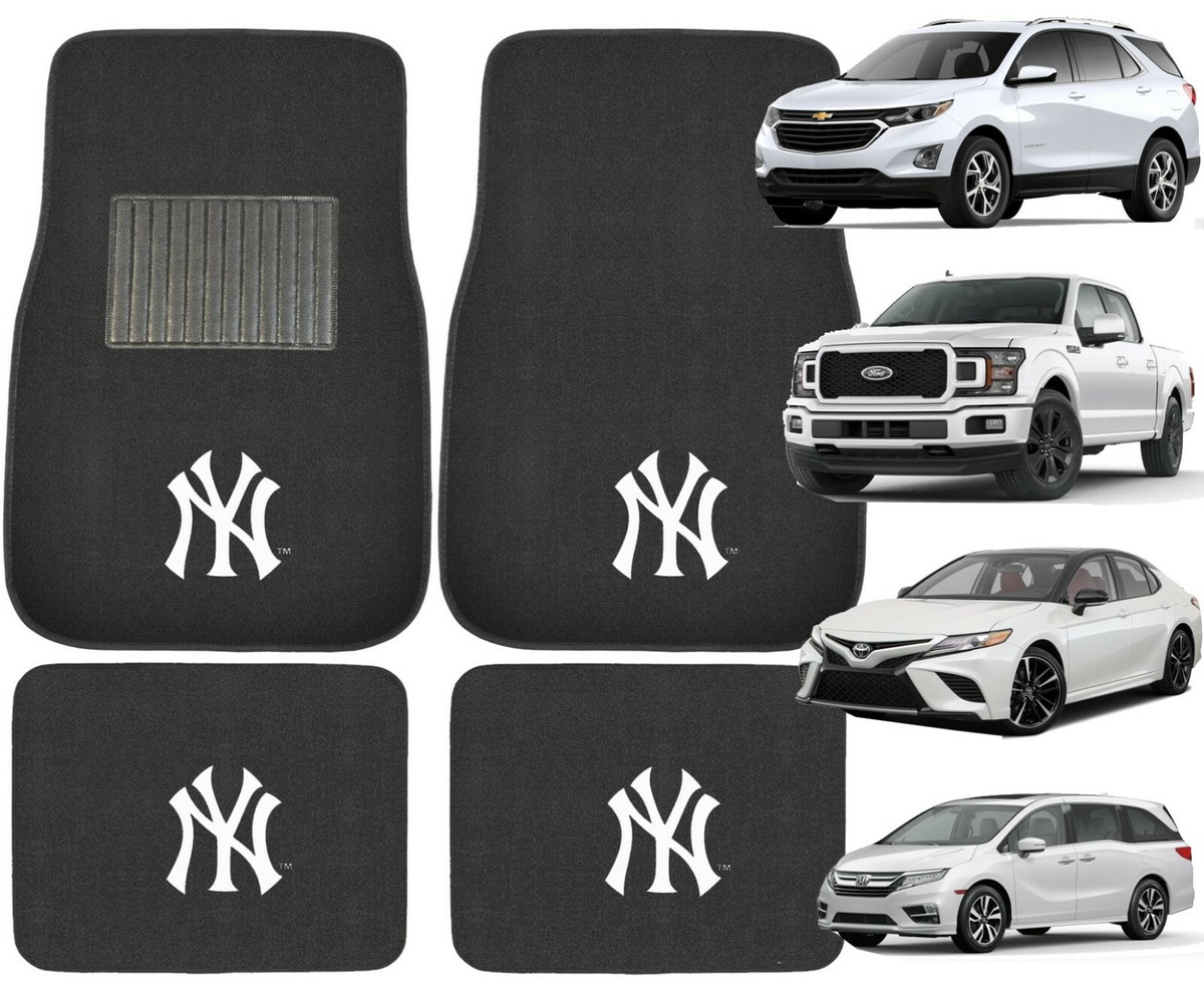 11P MLB New York Yankees Car Truck Floor Mats Steering Wheel Cover
