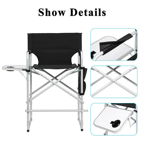 Director's Chair Iron Pipe Black Cloth Surface Plastic Sprayed Iron Round Pipe - Picture 8 of 21