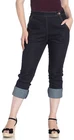 Hell Bunny "CHARLIE DENIM" Vintage HIGH WAIST 50s Jeans CAPRI Pants Rockabilly