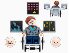 Stephen Hawking Figur mit Rollstuhl und 3 Ges...