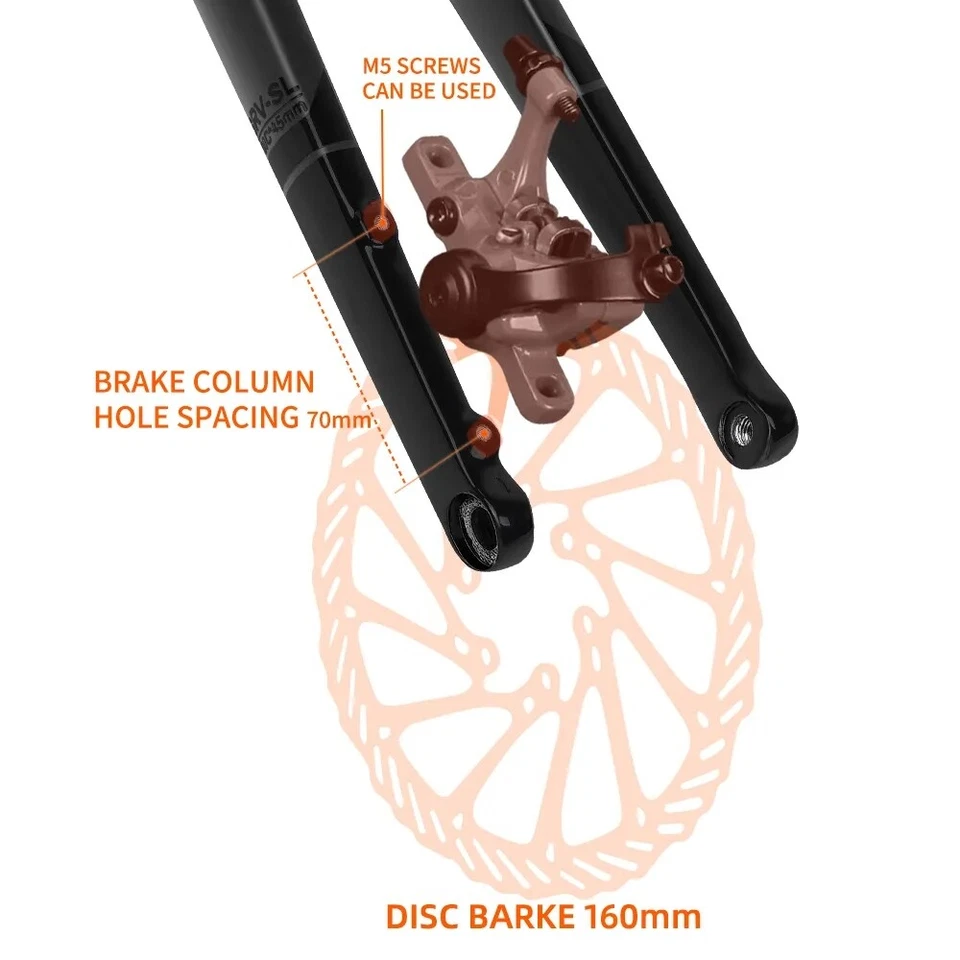 TOSEEK 700C Carbon Fiber Gravel Road Bike Tapered Rigid Fork Disc Brake 100*12mm - Image 4 of 4