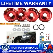 4Pcs Aluminum Car Quick Release Fasteners Bumper Trunk Fender Hatch Lids Kit Red