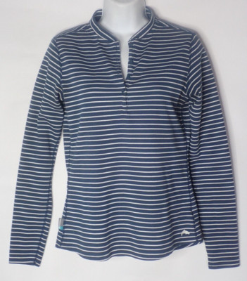 Simms Womens Sz S Drifter Tech Henley Long Sleeve Top Striped Long Sleeves Blue