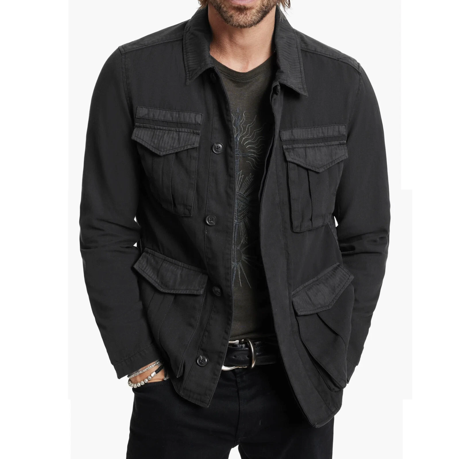 John Varvatos Collection Men's Luis Field Jacket Bellow Pocket Garment Dye Black
Opens in a new wind