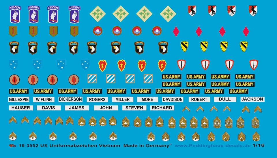Peddinghaus-Decals 3552 1/16 Insigne Uniforme Vietnam Militaria Figurines - Photo 1/1
