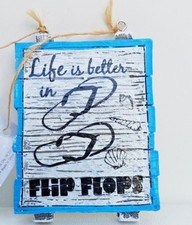 Coastal Nautical Beach Tropical "Life Is Better In Flip Flops Christmas Ornament