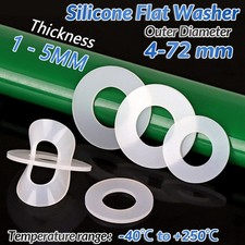 Silicone 1mm-5mm Thick White High Temp Flat Ring Rubber Washer Seal Gaskets