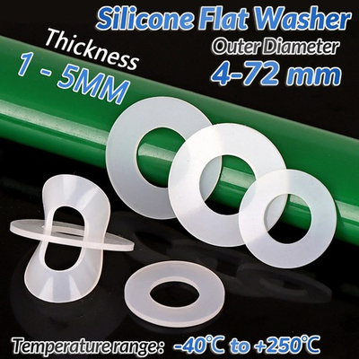 #ad Silicone 1mm 5mm Thick White High Temp Flat Ring Rubber Washer Seal Gaskets $2.48