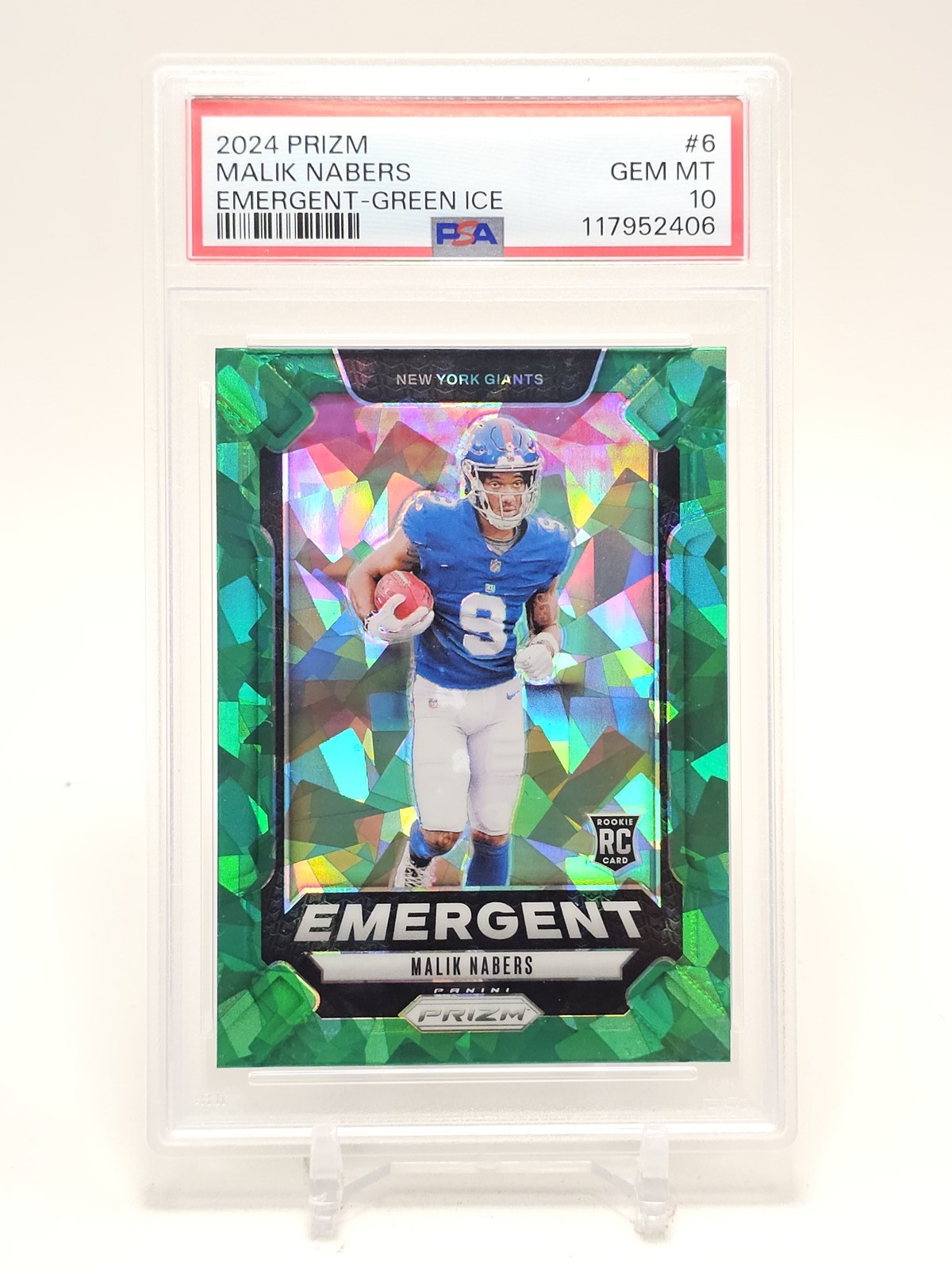 Malik Nabers Panini Prizm Emergent #6 Green Ice