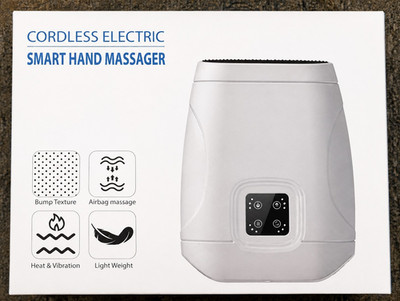 Cordless Heated Hand Massager Air Compression + Vibration, White