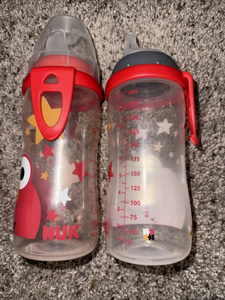 Juego de 2 vasos activos NUK Sesame Street ELMO 10 oz transición de botella a taza Foto 4 de 4