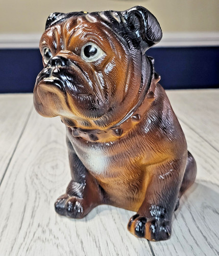 🐶RARE Vintage Mack Trucks Bulldog Dog Plastic Piggy Bank Original PLUG STAMPED