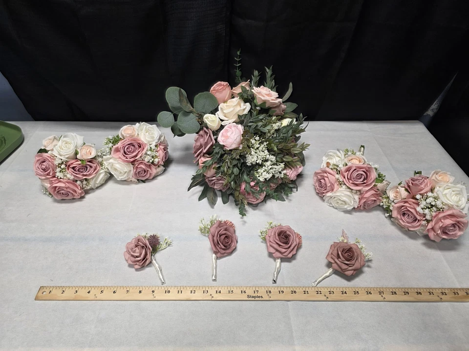 Entire Bridal Party Artificial Bridesmaid Bouquets Set of 4for Wedding - - Image 4 of 4