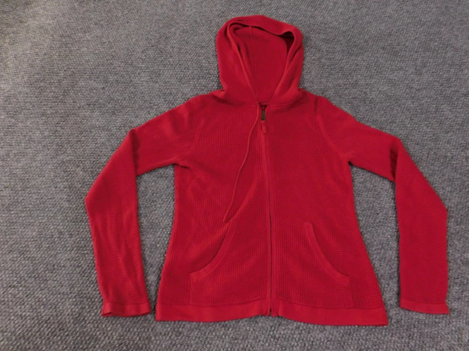 Ann Taylor Loft 连帽衫女式小号全拉链华夫格针织夹克休闲套衫 — 第 3/4 张图片