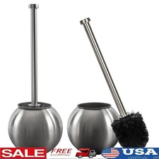 Stainless Steel Toilet Brush Set Hygienic Rust Resistant Storage Caddy New